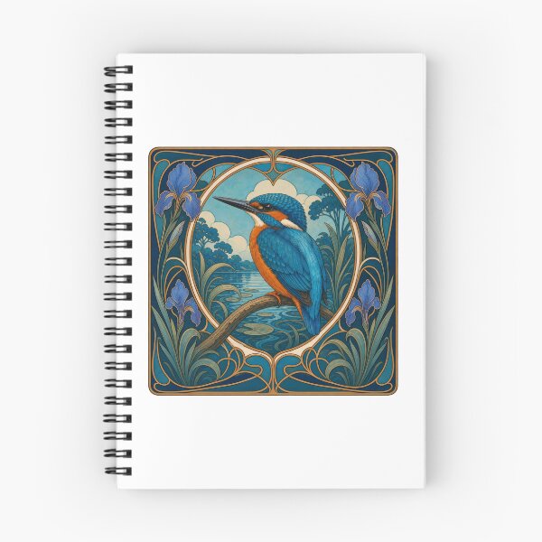 Item preview, Kingfisher Art Nouveau Floral Bird Design designed and sold by AntiqueImages.