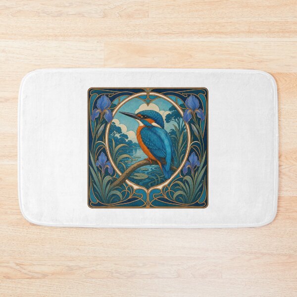 Item preview, Kingfisher Art Nouveau Floral Bird Design designed and sold by AntiqueImages.