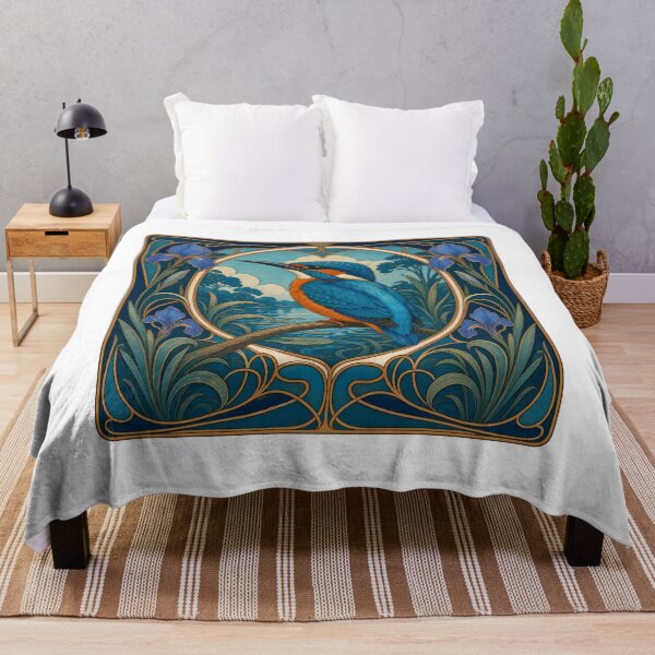 Item preview, Kingfisher Art Nouveau Floral Bird Design designed and sold by AntiqueImages.