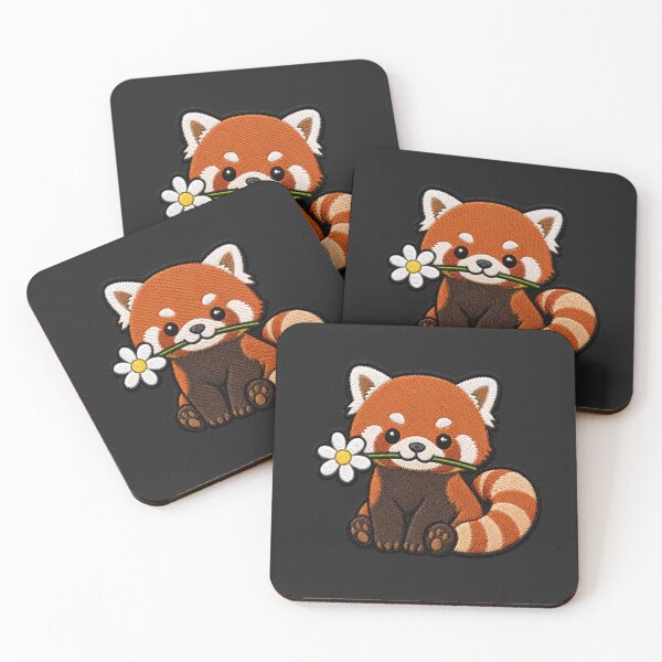 Item preview, Cute Red Panda Holding a Flower Embroidery Patch designed and sold by ColorSplash123.