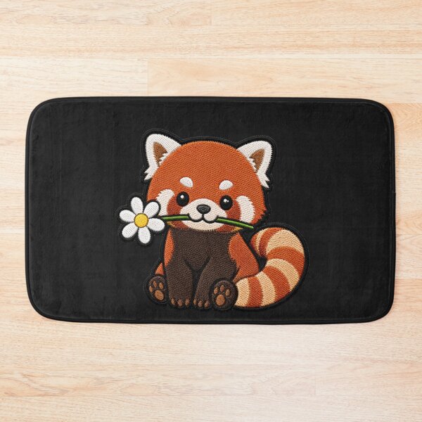 Item preview, Cute Red Panda Holding a Flower Embroidery Patch designed and sold by ColorSplash123.