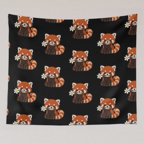 Item preview, Cute Red Panda Holding a Flower Embroidery Patch designed and sold by ColorSplash123.