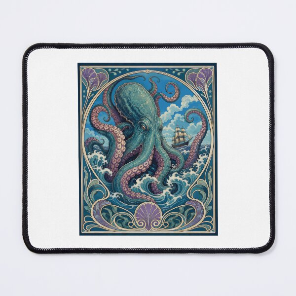 Item preview, Art Nouveau Kraken Octopus Sea Monster Ship designed and sold by AntiqueImages.
