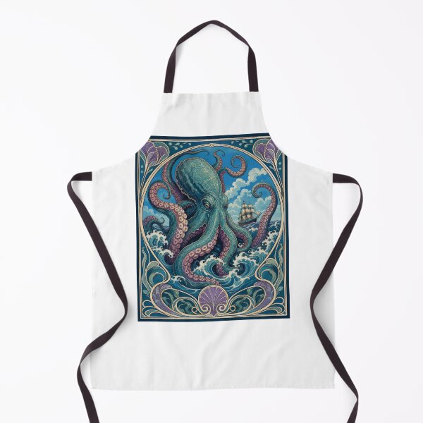 Item preview, Art Nouveau Kraken Octopus Sea Monster Ship designed and sold by AntiqueImages.