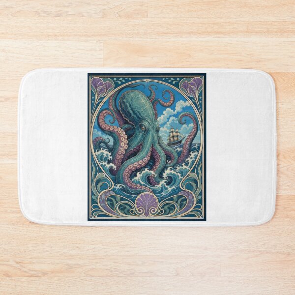 Item preview, Art Nouveau Kraken Octopus Sea Monster Ship designed and sold by AntiqueImages.