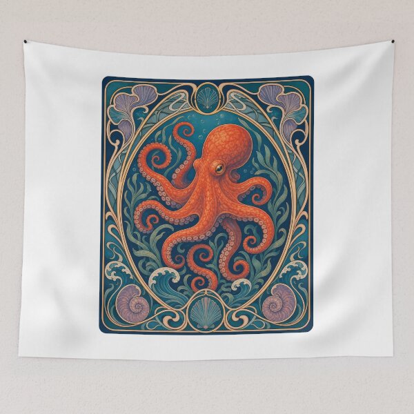 Item preview, Vintage Art Nouveau Octopus Ocean Fantasy designed and sold by AntiqueImages.