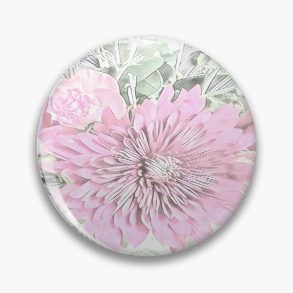 Item preview, Soft Pink Chrysanthemum and Rose Pencil Sketch Digital Art designed and sold by BalkanBloom.
