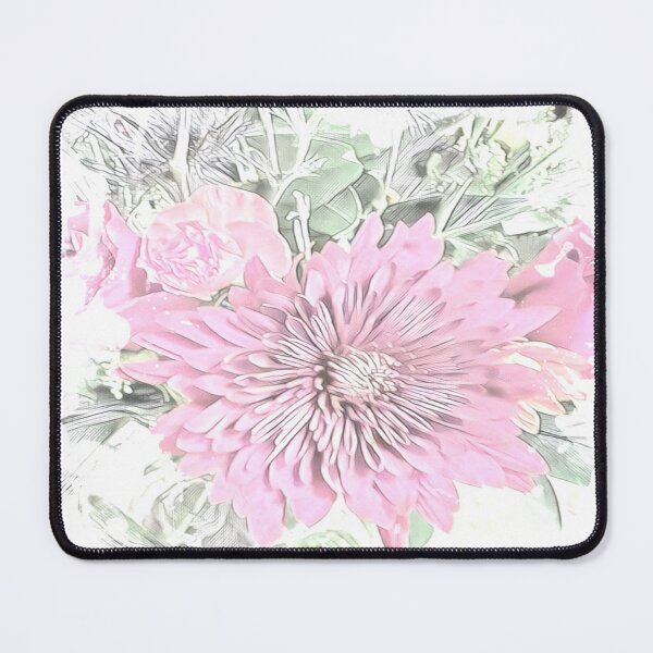 Item preview, Soft Pink Chrysanthemum and Rose Pencil Sketch Digital Art designed and sold by BalkanBloom.