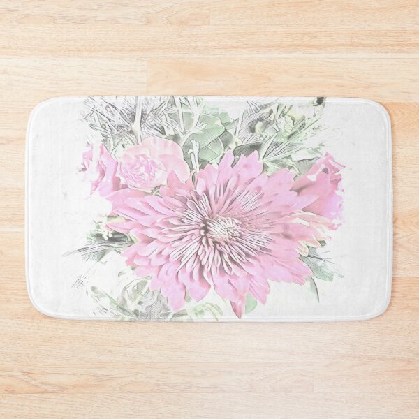 Item preview, Soft Pink Chrysanthemum and Rose Pencil Sketch Digital Art designed and sold by BalkanBloom.