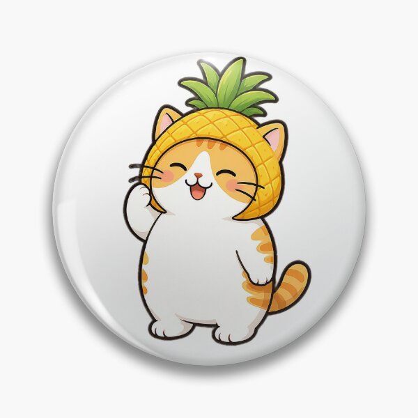 Item preview, Cute Orange Cat Wearing Pineapple Hat Kawaii Tropical Fruit Ginger Kitty Illustration designed and sold by NoopnyangStudio.