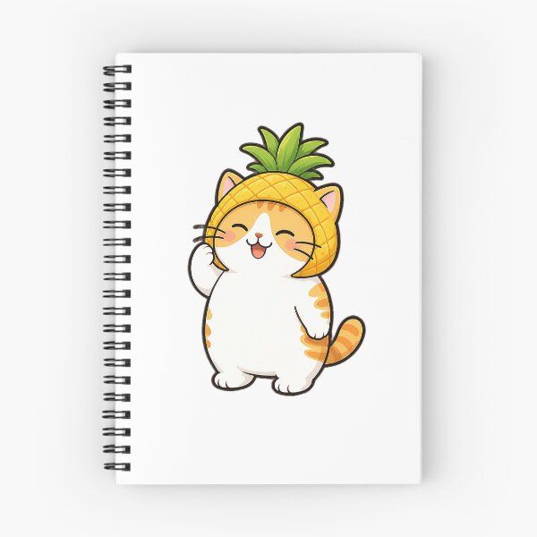 Item preview, Cute Orange Cat Wearing Pineapple Hat Kawaii Tropical Fruit Ginger Kitty Illustration designed and sold by NoopnyangStudio.