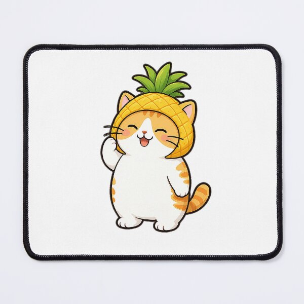 Item preview, Cute Orange Cat Wearing Pineapple Hat Kawaii Tropical Fruit Ginger Kitty Illustration designed and sold by NoopnyangStudio.