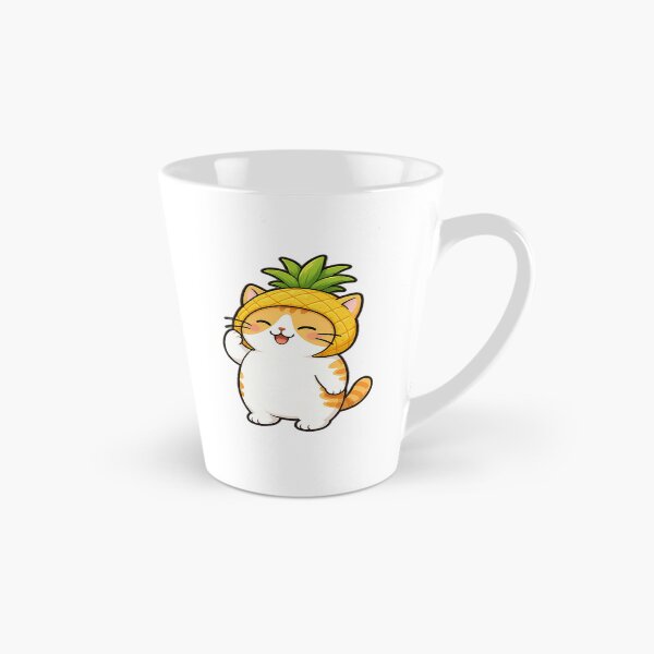 Item preview, Cute Orange Cat Wearing Pineapple Hat Kawaii Tropical Fruit Ginger Kitty Illustration designed and sold by NoopnyangStudio.