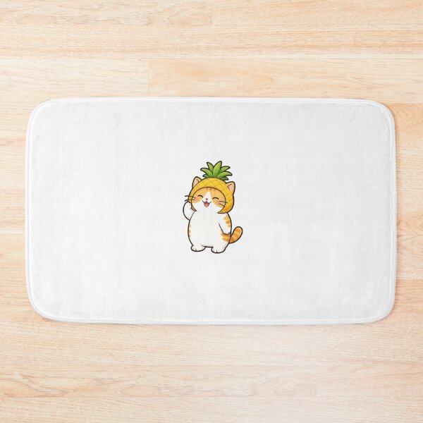 Item preview, Cute Orange Cat Wearing Pineapple Hat Kawaii Tropical Fruit Ginger Kitty Illustration designed and sold by NoopnyangStudio.