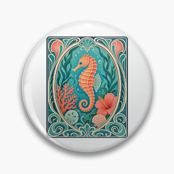Item preview, Vintage Art Nouveau Seahorse Coastal Florida designed and sold by AntiqueImages.