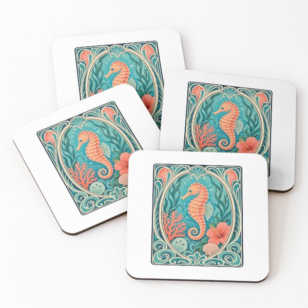 Item preview, Vintage Art Nouveau Seahorse Coastal Florida designed and sold by AntiqueImages.