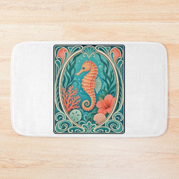 Item preview, Vintage Art Nouveau Seahorse Coastal Florida designed and sold by AntiqueImages.