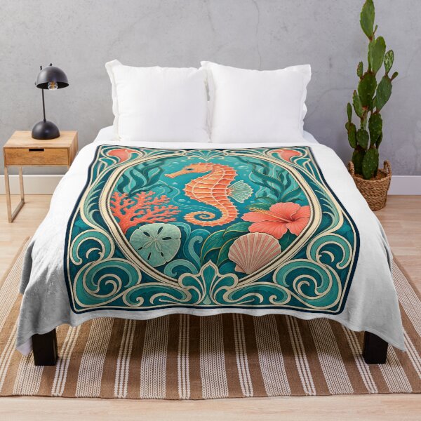 Item preview, Vintage Art Nouveau Seahorse Coastal Florida designed and sold by AntiqueImages.