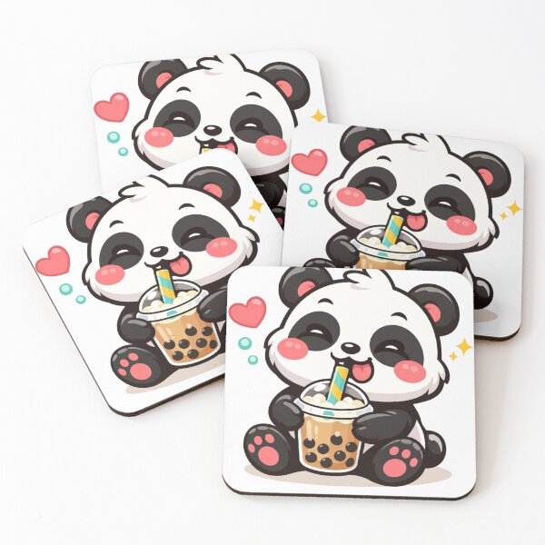 Item preview, kawaii cartoon fun panda with bubble tea designed and sold by TariqAlNoor.