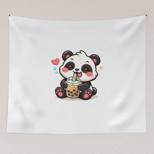 Item preview, kawaii cartoon fun panda with bubble tea designed and sold by TariqAlNoor.
