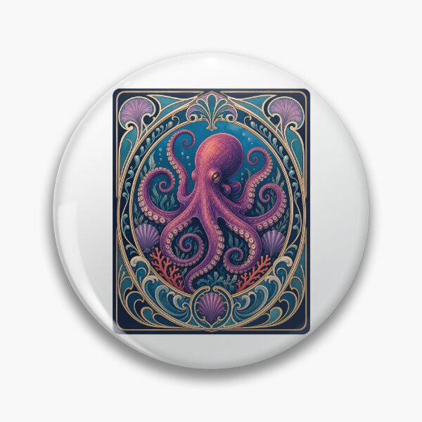 Item preview, Purple Octopus Art Nouveau Vintage Style designed and sold by AntiqueImages.