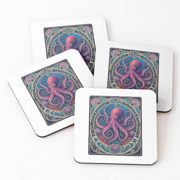 Item preview, Purple Octopus Art Nouveau Vintage Style designed and sold by AntiqueImages.