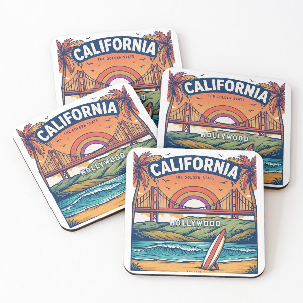 Item preview, California Graphic Design with Golden Gate Bridge and Hollywood Sign designed and sold by GraphIt Designs.