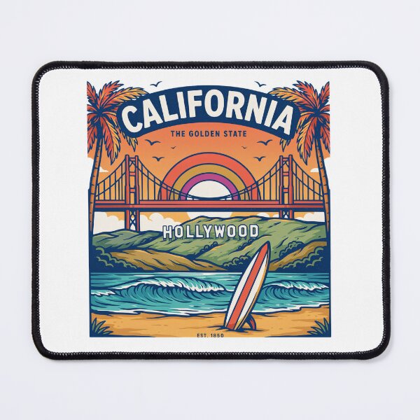 Item preview, California Graphic Design with Golden Gate Bridge and Hollywood Sign designed and sold by GraphIt Designs.