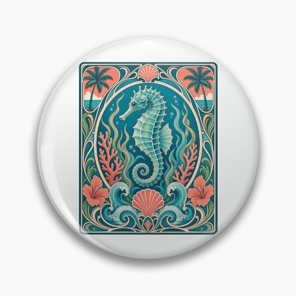 Item preview, Art Nouveau Seahorse Tropical Ocean designed and sold by AntiqueImages.