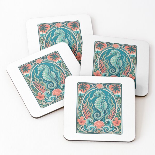 Item preview, Art Nouveau Seahorse Tropical Ocean designed and sold by AntiqueImages.