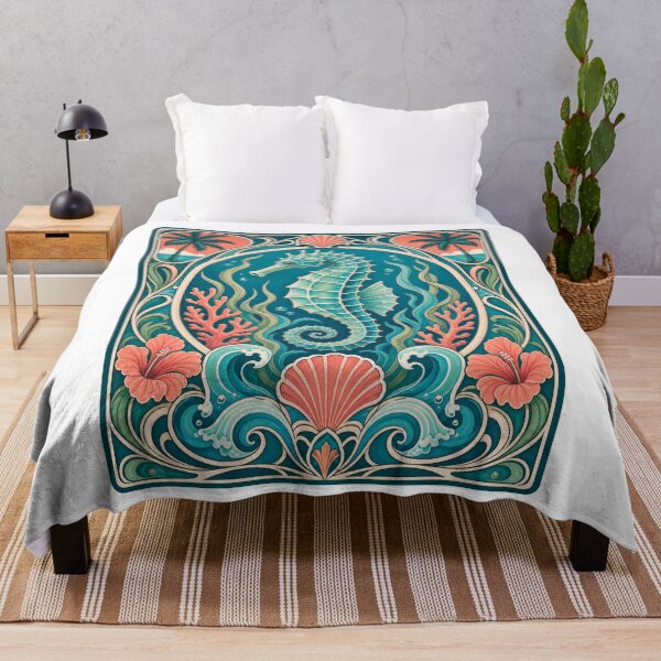 Item preview, Art Nouveau Seahorse Tropical Ocean designed and sold by AntiqueImages.