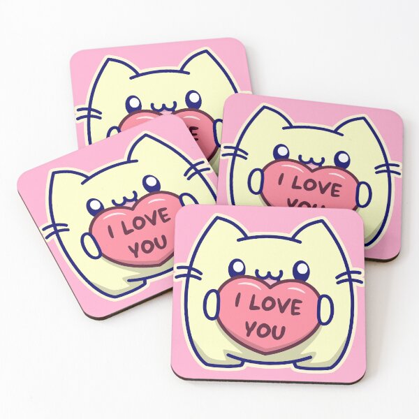 Item preview, Kawaii Cat Chineko With I Love You Heart designed and sold by ChinekoCat.