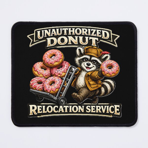 Item preview, Unauthorized Donut Relocation Service Shirt Funny Raccoon Donut Lover Gift Trash Panda Snack Bandit T-Shirt designed and sold by clockedoutwearshop.