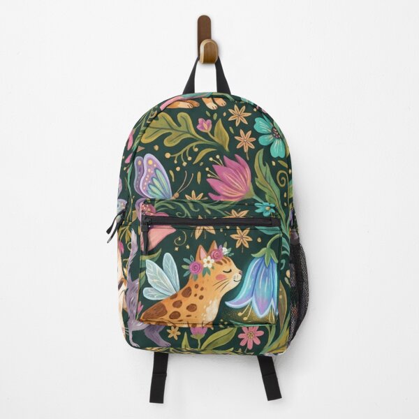 Item preview, Whimsical Fantasy Cats in Enchanted Flower Garden Pattern designed and sold by Iampoji.
