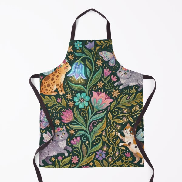 Item preview, Whimsical Fantasy Cats in Enchanted Flower Garden Pattern designed and sold by Iampoji.