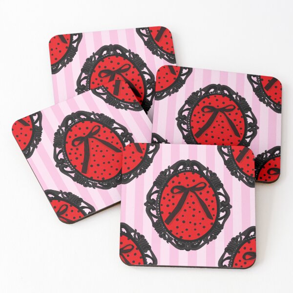 Item preview, My Gothic Romance – Victorian Cameo Bow Pattern in Pink Black and Crimson designed and sold by VirtuallyCreativ .