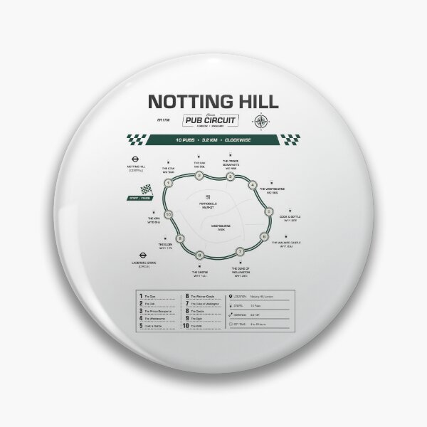 Item preview, Notting Hill Pub Circuit Heritage Map designed and sold by CircuitDesign.
