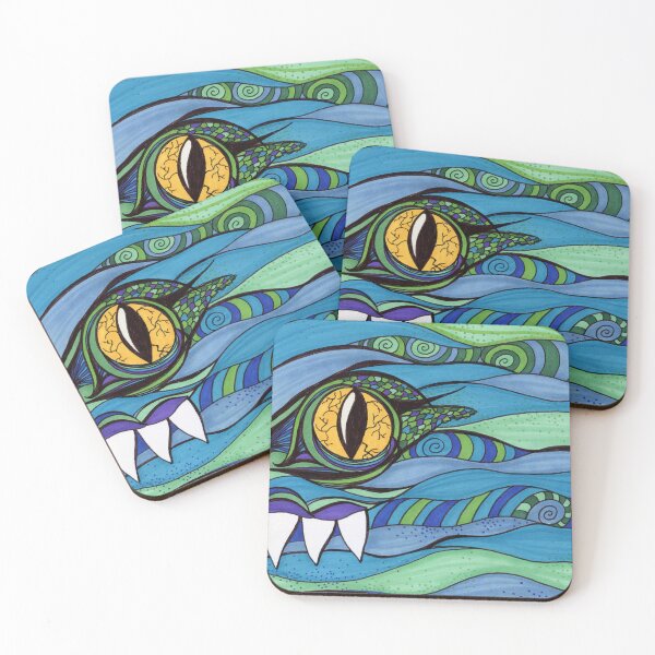Item preview, Ocean Monster Eye – Abstract Blue Waves and Dragon Art designed and sold by Cass Harker Studio.