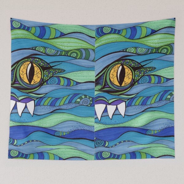Item preview, Ocean Monster Eye – Abstract Blue Waves and Dragon Art designed and sold by Cass Harker Studio.