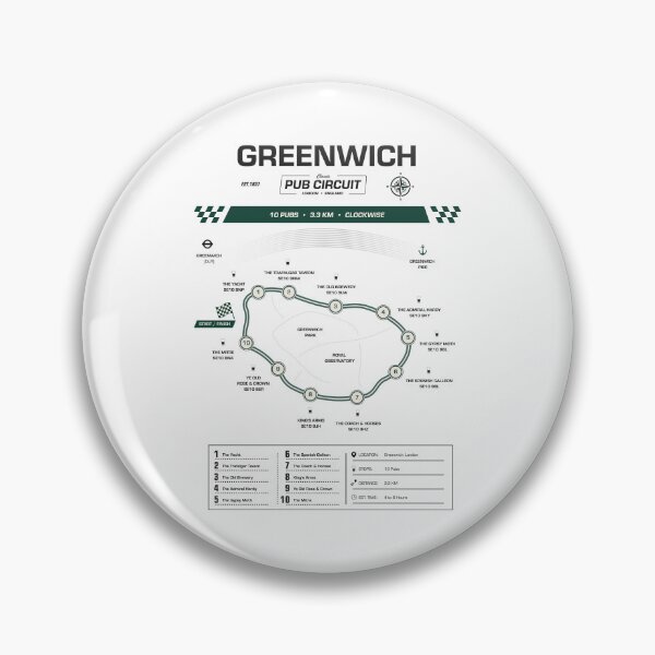 Item preview, Greenwich Pub Circuit Heritage Map designed and sold by The Circuit Collection.