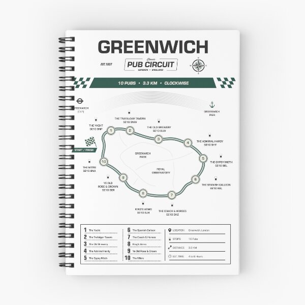 Item preview, Greenwich Pub Circuit Heritage Map designed and sold by The Circuit Collection.