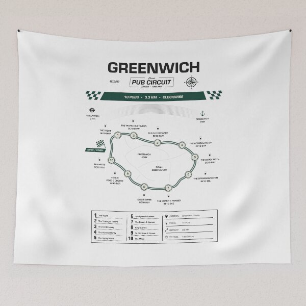 Item preview, Greenwich Pub Circuit Heritage Map designed and sold by The Circuit Collection.