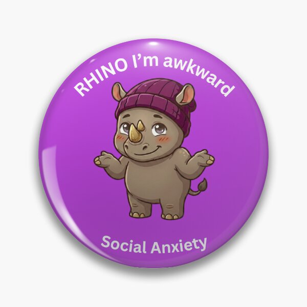 Item preview, Cute Socially Anxious Rhino [Rectangular Edition] designed and sold by Social Signals.