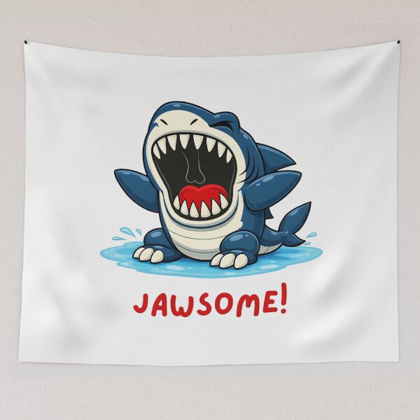 Item preview, JAWSOME! – Cute Fierce Cartoon Shark Illustration designed and sold by ROARSOME DESiGNS.