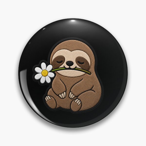 Item preview, Cute Sloth Holding a Flower Embroidery Patch designed and sold by ColorSplash123.