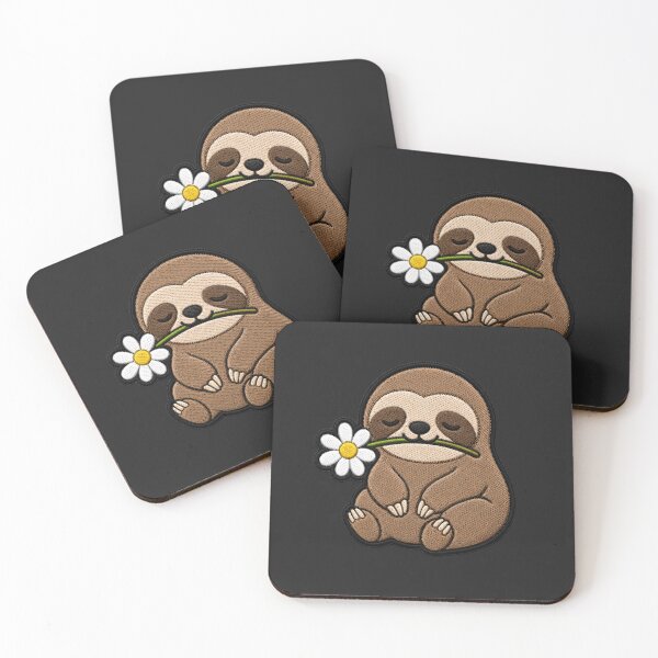 Item preview, Cute Sloth Holding a Flower Embroidery Patch designed and sold by ColorSplash123.