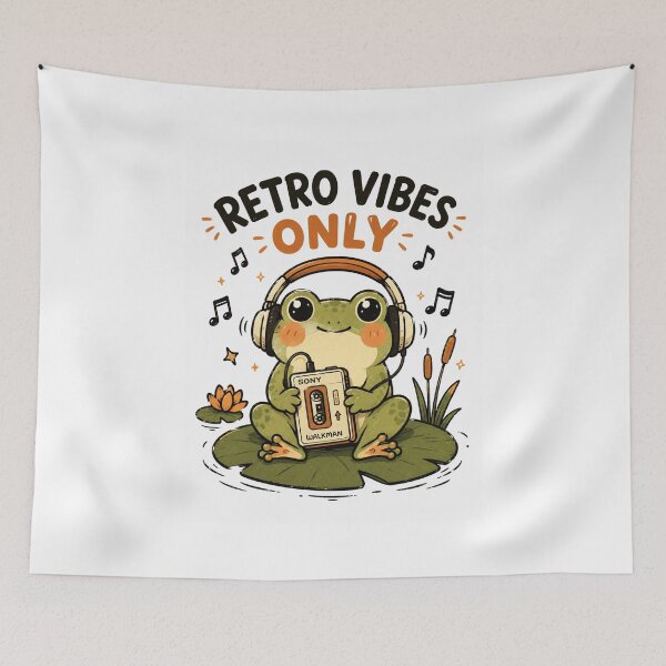 Item preview, Retro Vibes Only Frog Shirt — Cute Frog with Walkman Cassette Retro Music Lover Gift Funny Aesthetic Tee designed and sold by MaynyStudio.