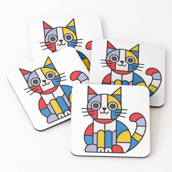 Item preview, T-Shirt - Sticker - Mondrian Cat Pop Geometry designed and sold by ForeverPrintsOK.