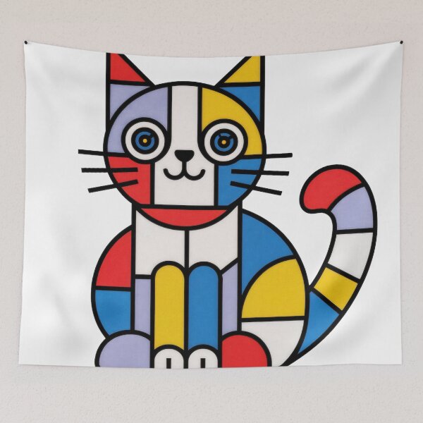 Item preview, T-Shirt - Sticker - Mondrian Cat Pop Geometry designed and sold by ForeverPrintsOK.