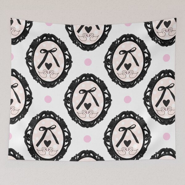 Item preview, My Gothic Romance – Victorian Cameo Bow Pattern in Pink Black and Crimson designed and sold by VirtuallyCreativ .
